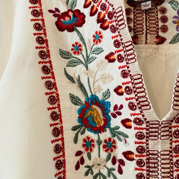Johnny Was White Tunic with Multicolor Embroidery - Picture 4 of 6